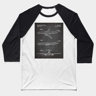 Boeing 777 Airliner Patent - 777 Airplane Art - Black Chalkboard Baseball T-Shirt